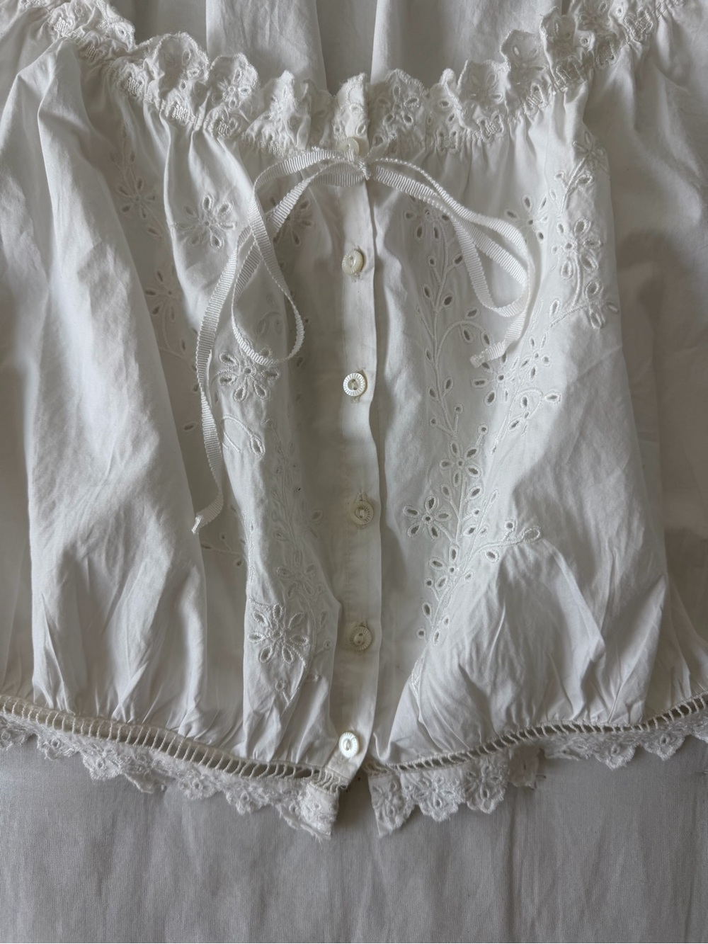 Doen Small Nera Top White Eyelet Salt Cotton Poplin - Picture 12 of 14